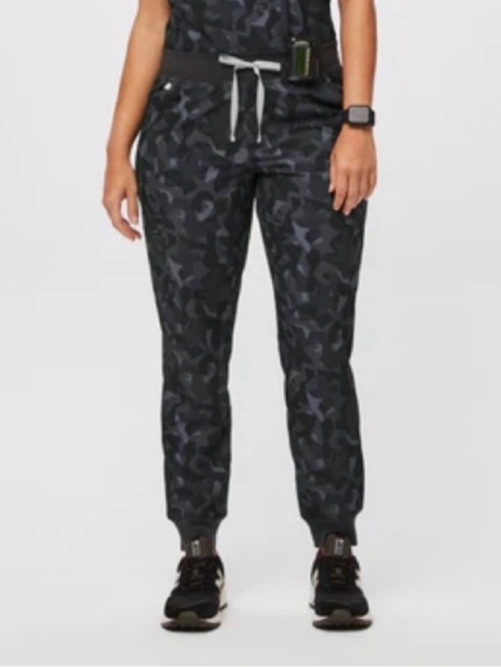 Figs Black Camo Jogger Pants with Drawstring